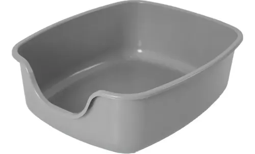 Caixa de Areia Jumbo Premium Cor Cinza, para Gatos Grandes com Bordas Altas Antidispersão, Entrada Rebaixada, Bandeja Sanitária em Plástico Resistente, para Casas e Apartamentos e Higiene Pet Diária