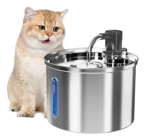 3l Fonte De Água De Aço Inoxidável Para Gatos E Cãe Newpet Prata