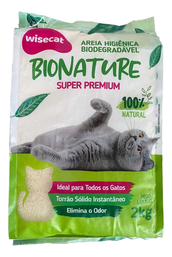 Areia Biodegradável Para Gatos Bionature Grossa Verde 2 Kg